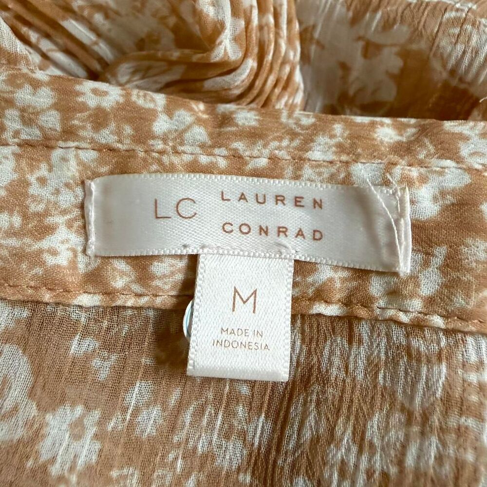 LC Lauren Conrad M Flowy Cottagecore Floral Peasant Blouse Tie Neck - Picture 5 of 6